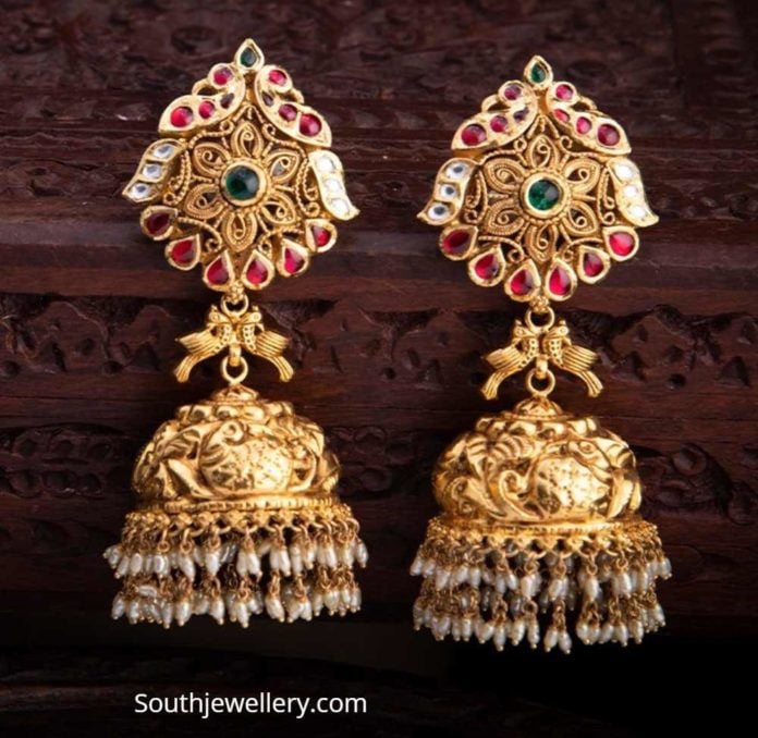 Antique Gold Nakshi Jhumkas Indian Jewellery Designs