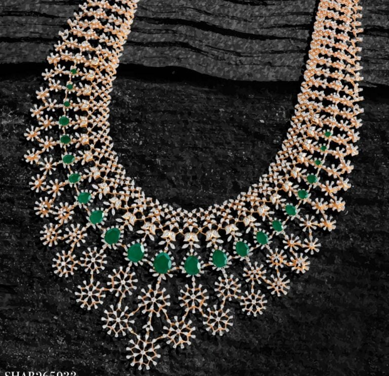 Bridal Diamond Emerald Haram Indian Jewellery Designs