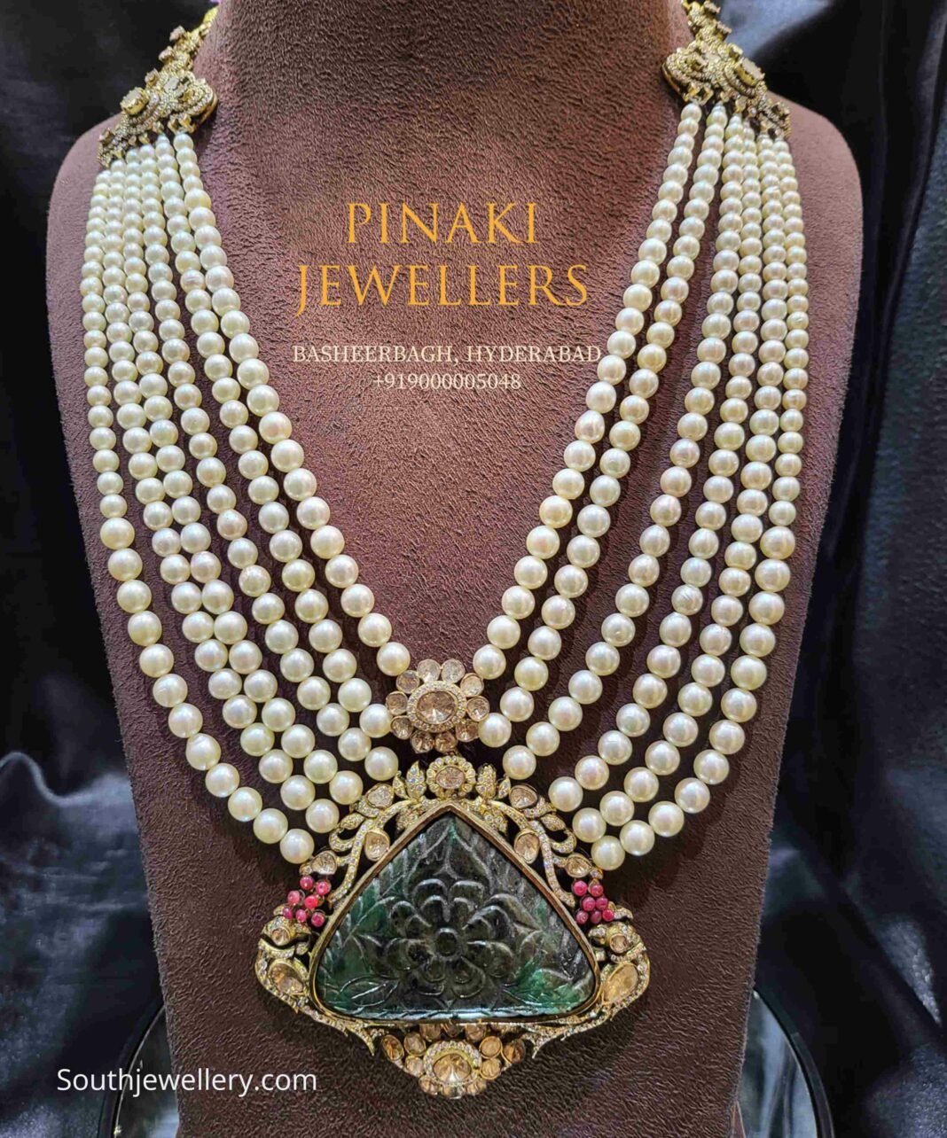 Layered South Sea Pearl Mala With Polki Pendant Indian Jewellery Designs