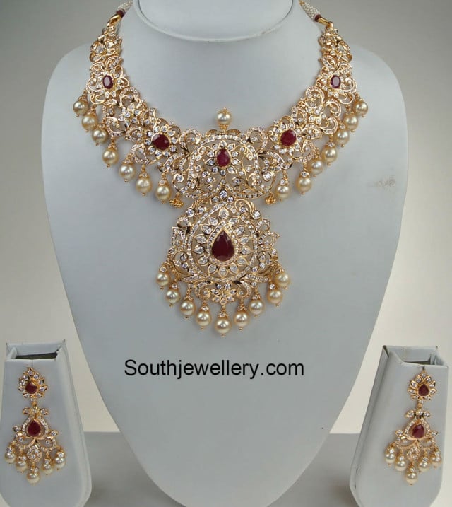 CZ Necklace Set - Indian Jewellery Designs