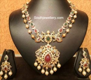 Antique Gold Peacock Necklace - Indian Jewellery Designs