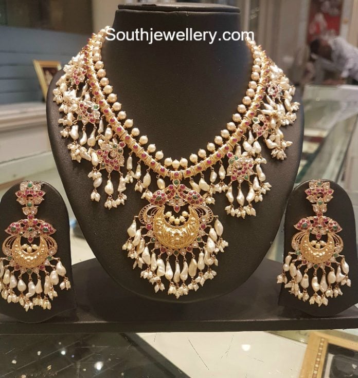 Guttapusalu Haram and Earrings Set - Indian Jewellery Designs