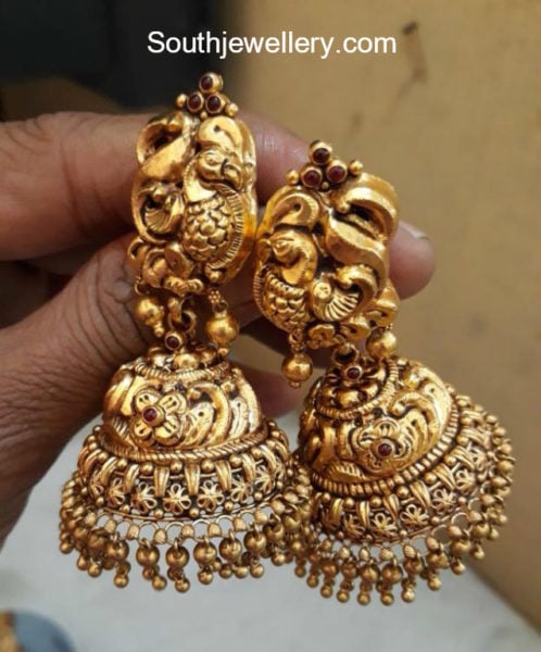 peacock gold jhumkas