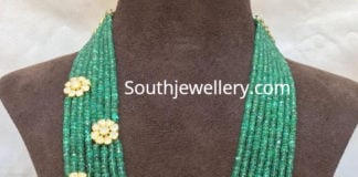 emerald beads mala with brooches