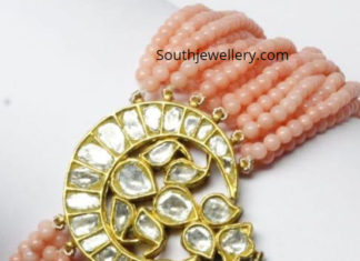 beads choker plus bracelet with polki pendant