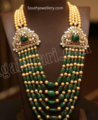 Multi strand emerald beads and south sea pearls haram