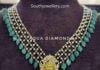 pearl and emerald beads necklace with pendant