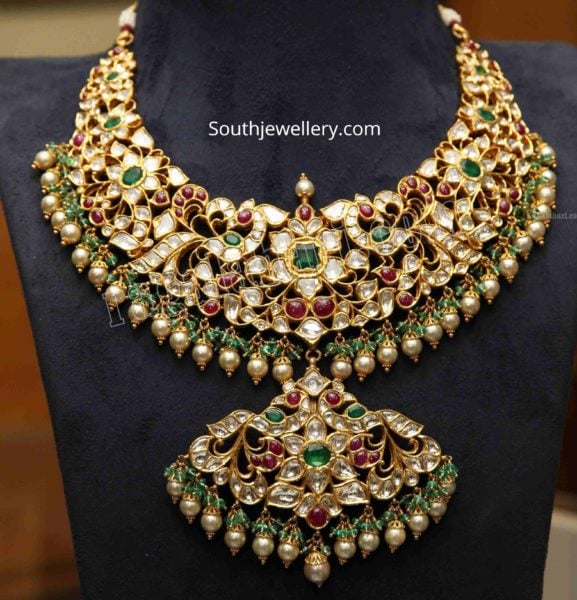 kundan peacock necklace