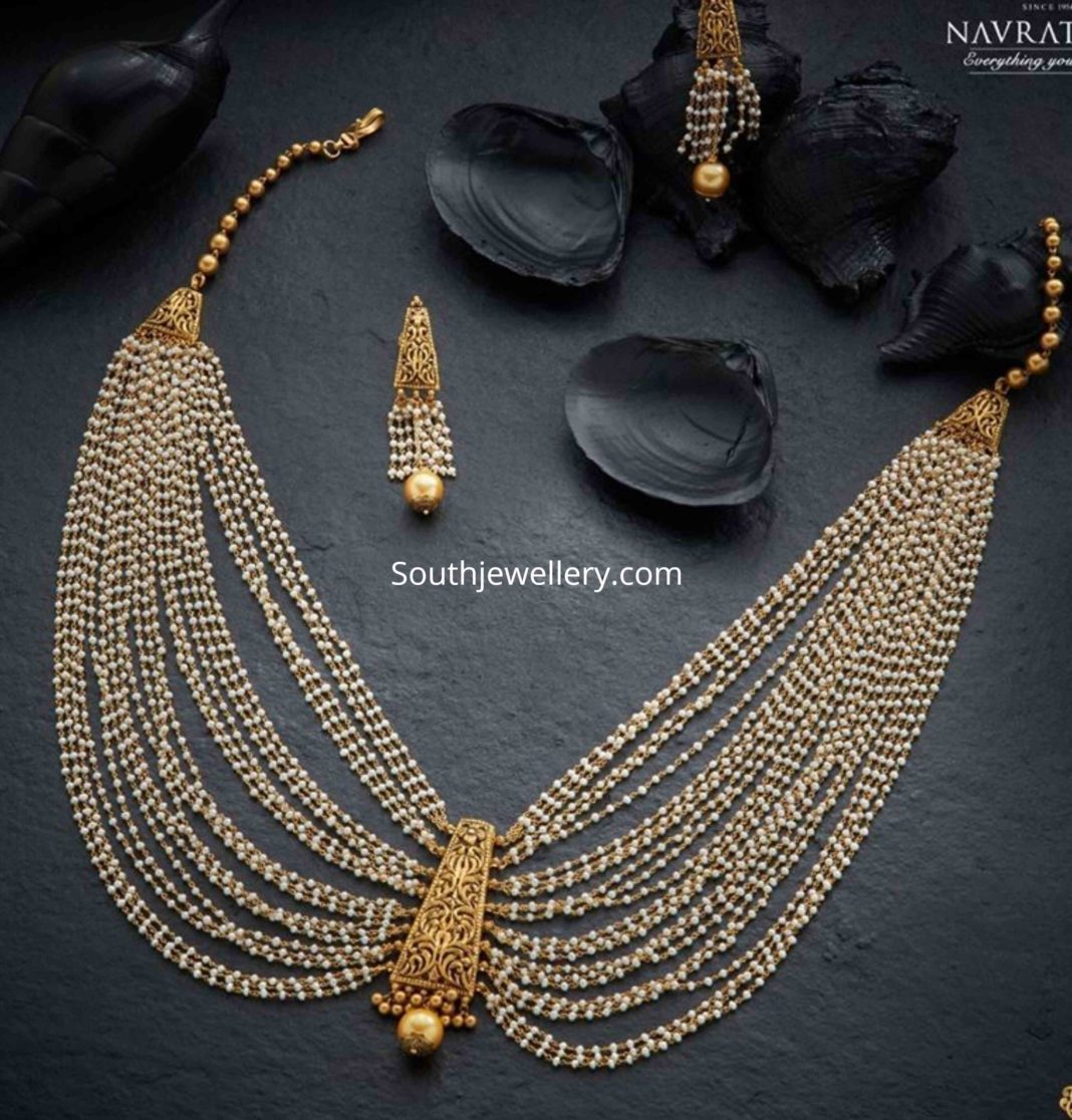 Layered Small Pearls Necklace Set - Indian Jewellery Designs