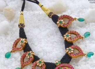 kundan black thread necklace