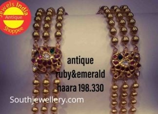 gold balls haram with ruby emerald pendant