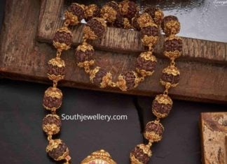rudraksh beads necklace with temple pendant