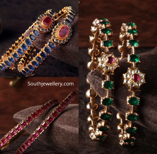 precious stone bangles 22k gold