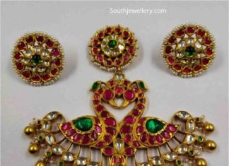 peacock kundan pendant set