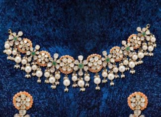 floral uncut diamond choker set