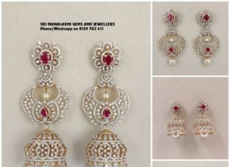 Multi-way detachable diamond ruby jhumkas multi purpose diamond jhumkas
