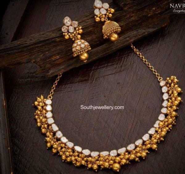 antique gold polki necklace