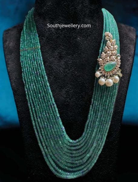 emerald beads haram with side brooch