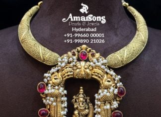 gold choker with ganesh pendant