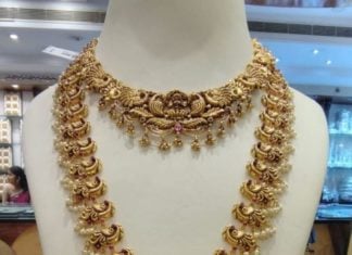 peacock nakshi necklace and haram