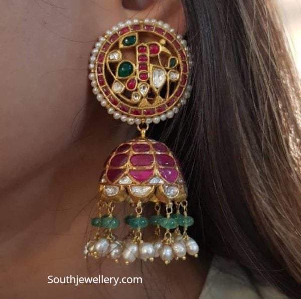 akoya kundan peacock jhumkas