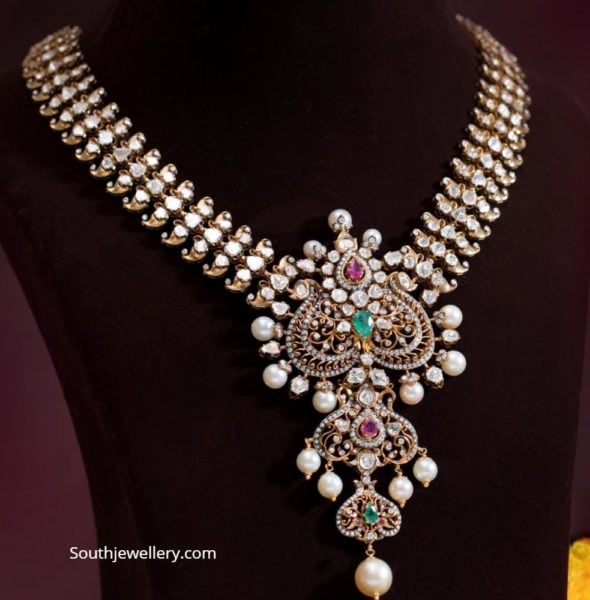 Polki diamond necklace - Indian Jewellery Designs