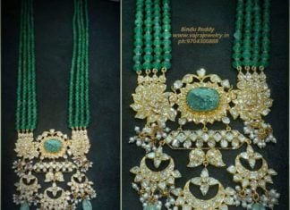 emerald haram with polki pendant