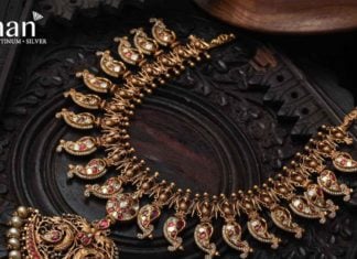 antique gold mango necklace with diamonds