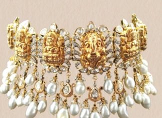 Lakshmi and Ganesh choker with pearls lakshmi and ganesh choker