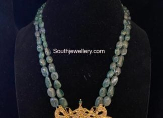 emerald beads haram with polki pendant (2)