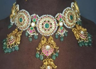 kundan peacock choker