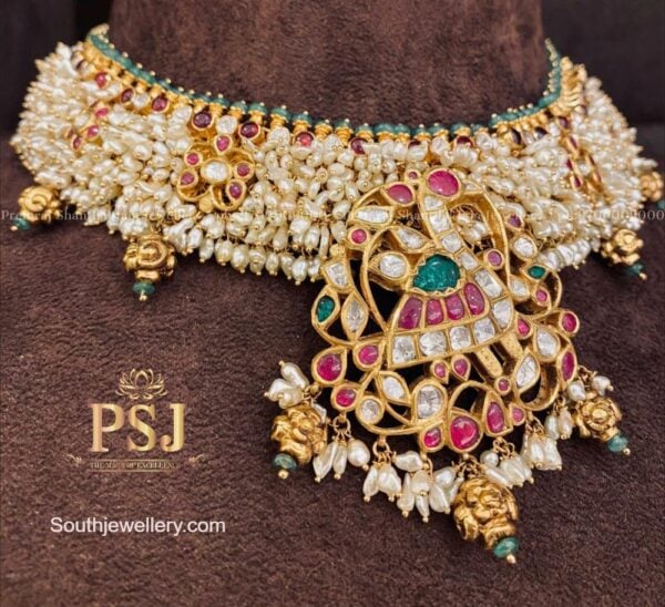 pearl choker with kundan pendant (1)