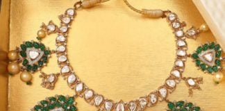 polki and emerald necklace