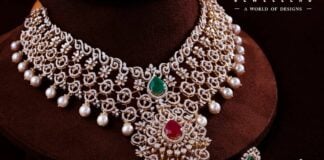 diamond necklace and jhumkas set (1)