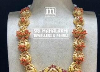 kundan peacock necklacepeacock haram with coral beads