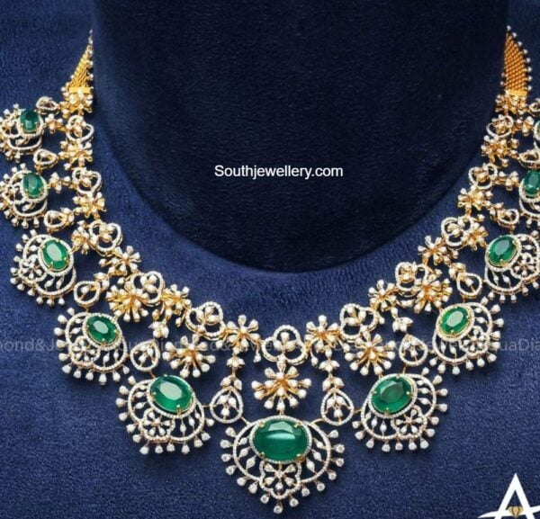 Diamond and emerald necklace - Indian Jewellery Designs