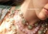 layered polki and emerald necklace