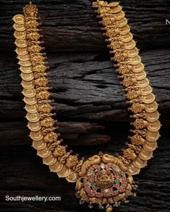 Lakshmi kasu haram with kundan pendant - Indian Jewellery Designs