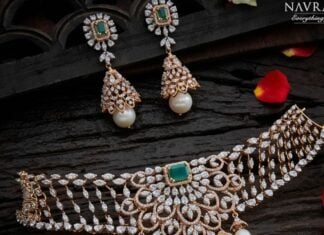 diamond choker and jhumkis set