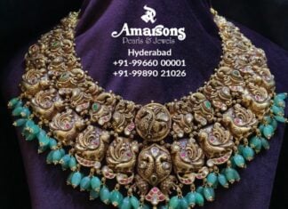 antique gold peacock nakshi necklace