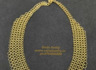 gold links necklace with kundan pendant