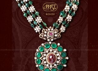 emerald beads and polki necklace