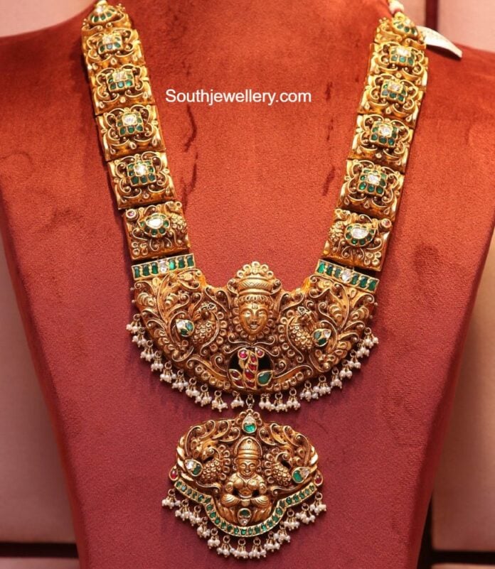 Antique gold peacock nakshi haram - Indian Jewellery Designs