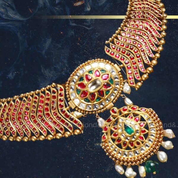 kundan choker aqua