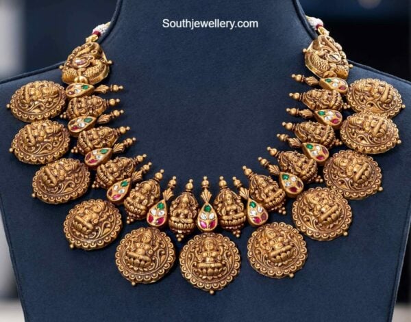 antique gold lakshmi necklae pmj