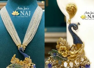 peacock earrings and pendant set naj