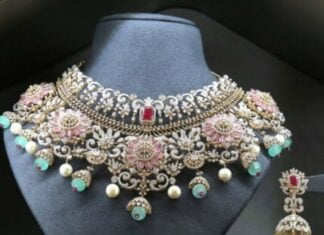 diamond choker and earrings malabar (2)