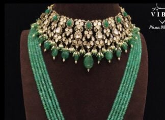 polki choker and emerald beads haram (2)