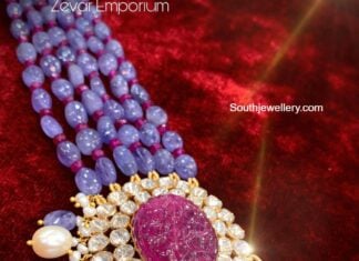 tanzanite beads choker with polki pendant