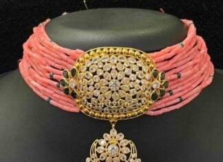 coral beads choker